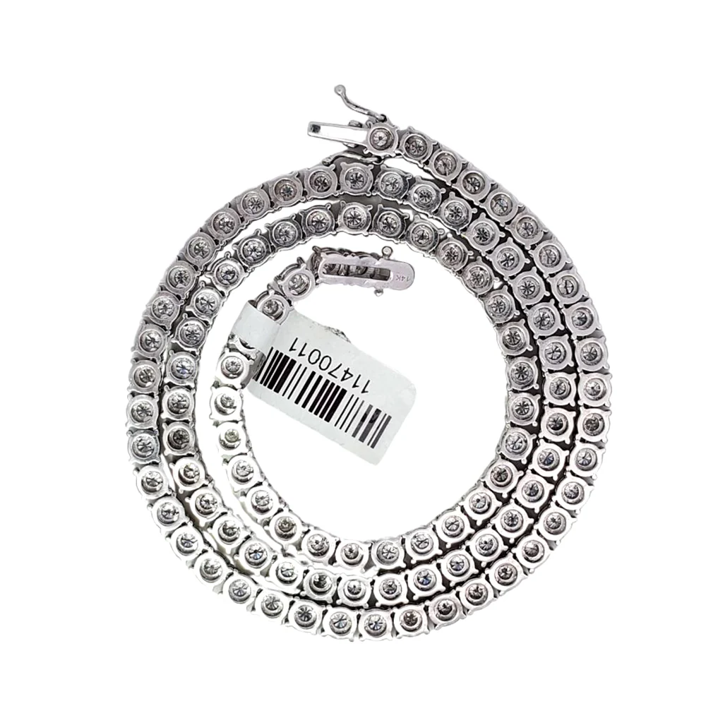 6.9ct Diamond 14k White Gold 17"Tennis Necklace. - Image 3