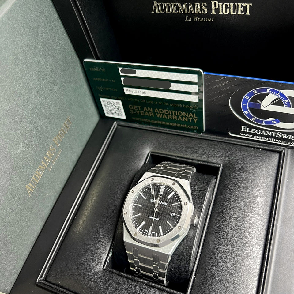 Audemars Piguet Royal Oak 41mm Black Dial Stainless Steel Watch 15400ST.OO.1220ST.01 Box Papers - Image 2