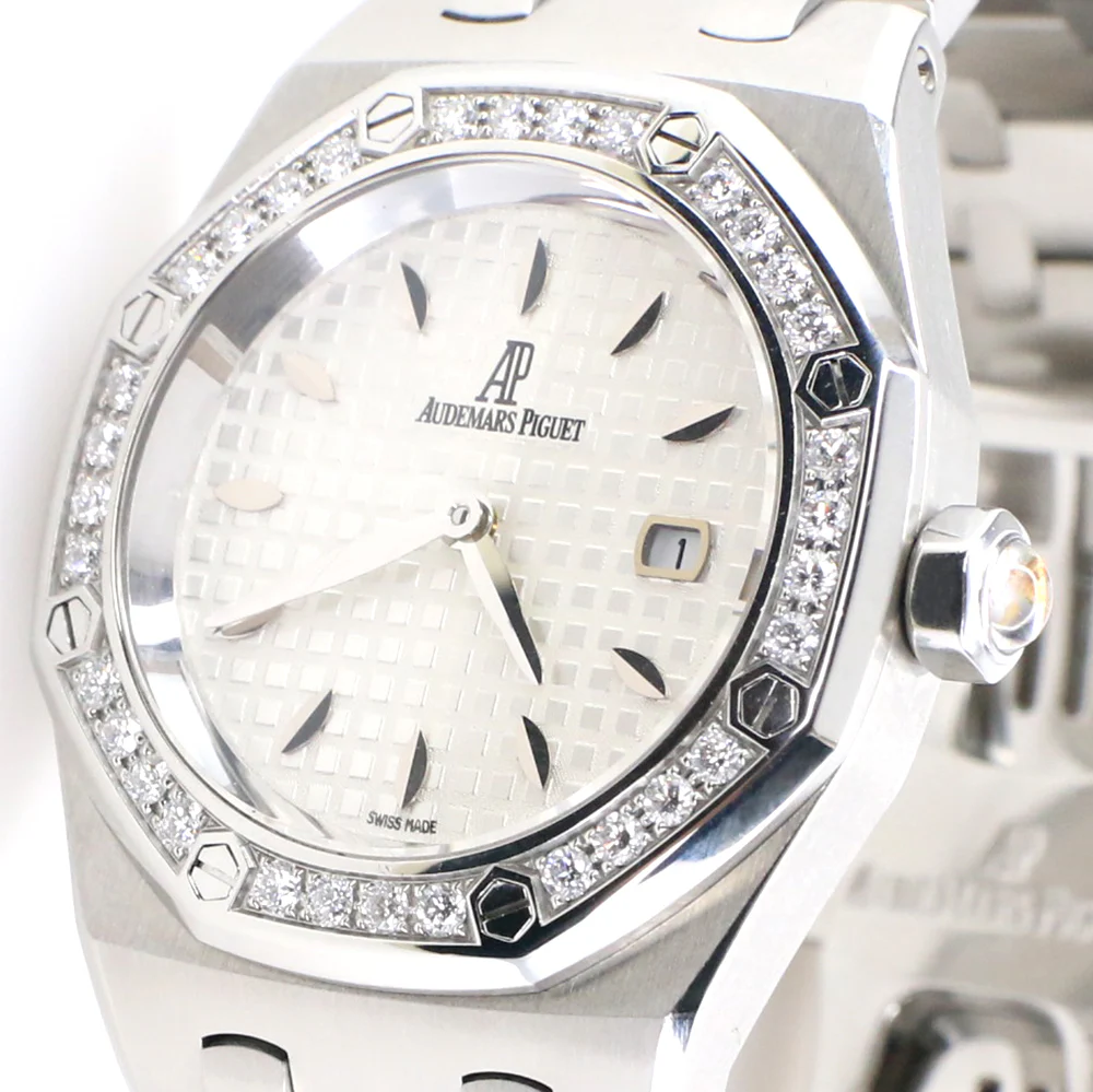 Audemars Piguet Lady Royal Oak 33mm Factory Diamond Bezel/Silver-toned Dial/Stainless Steel Watch/Box Papers - Image 4