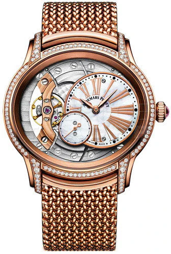 Audemars Piguet Millenary 39.5 mm Hand-Wound Diamond Set Rose Gold White Mother of Pearl Roman Dial & Bezel Rose Gold Bracelet - 77247OR.ZZ.1272OR.01