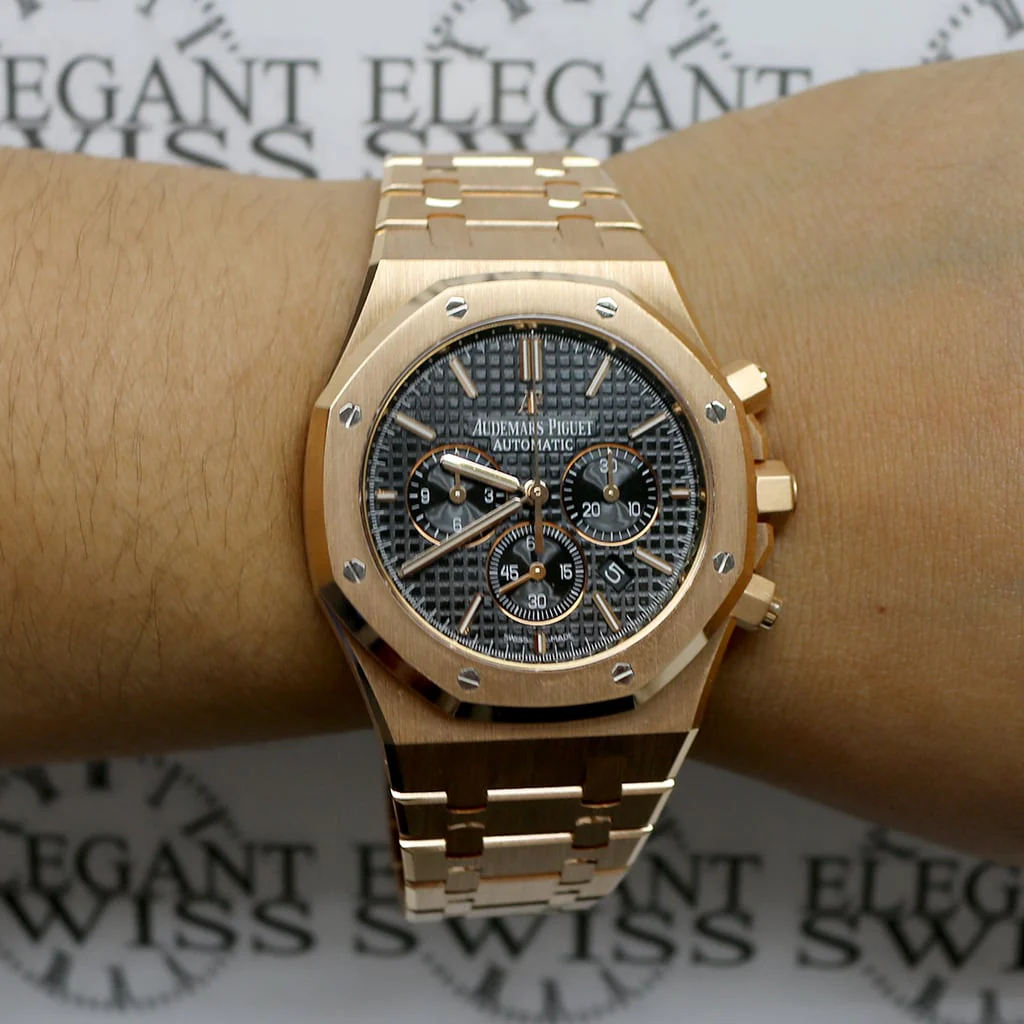 Audemars Piguet Royal Oak 18K Rose Gold 41MM Black Dial Chronograph Automatic Mens Watch 26320OR.OO.1220OR.01 - Image 8