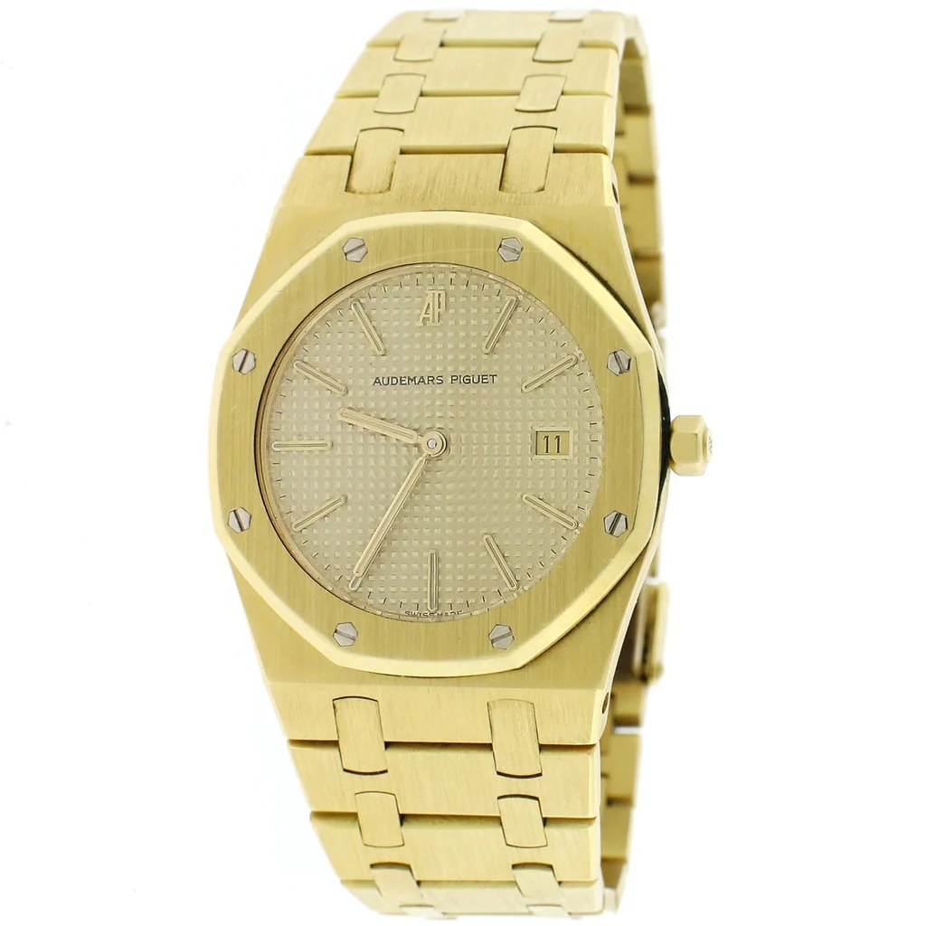 Audemars Piguet Royal Oak 18K Yellow Gold Factory Champagne Index Dial 33mm Watch