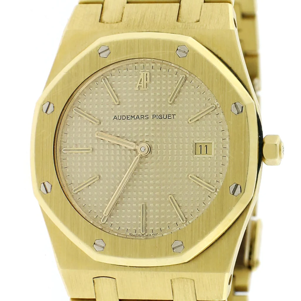 Audemars Piguet Royal Oak 18K Yellow Gold Factory Champagne Index Dial 33mm Watch - Image 3