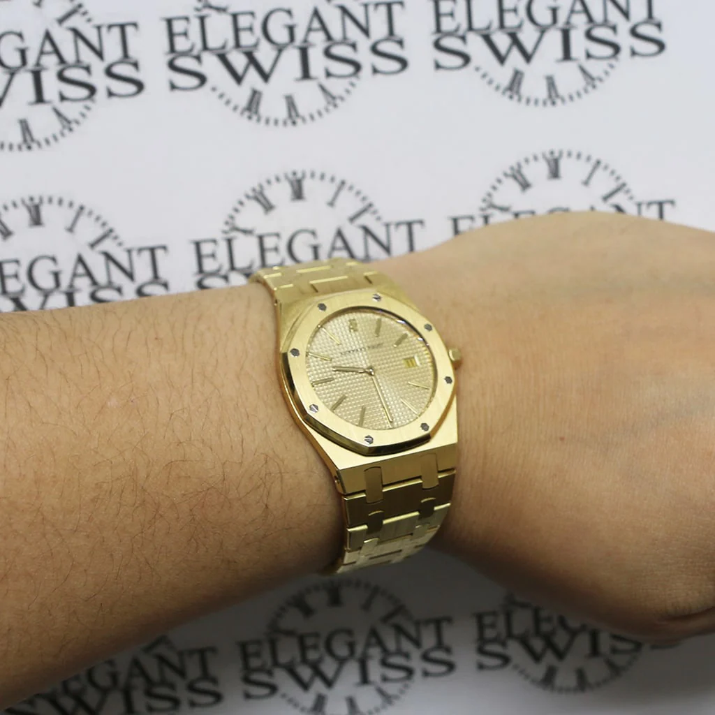 Audemars Piguet Royal Oak 18K Yellow Gold Factory Champagne Index Dial 33mm Watch - Image 5