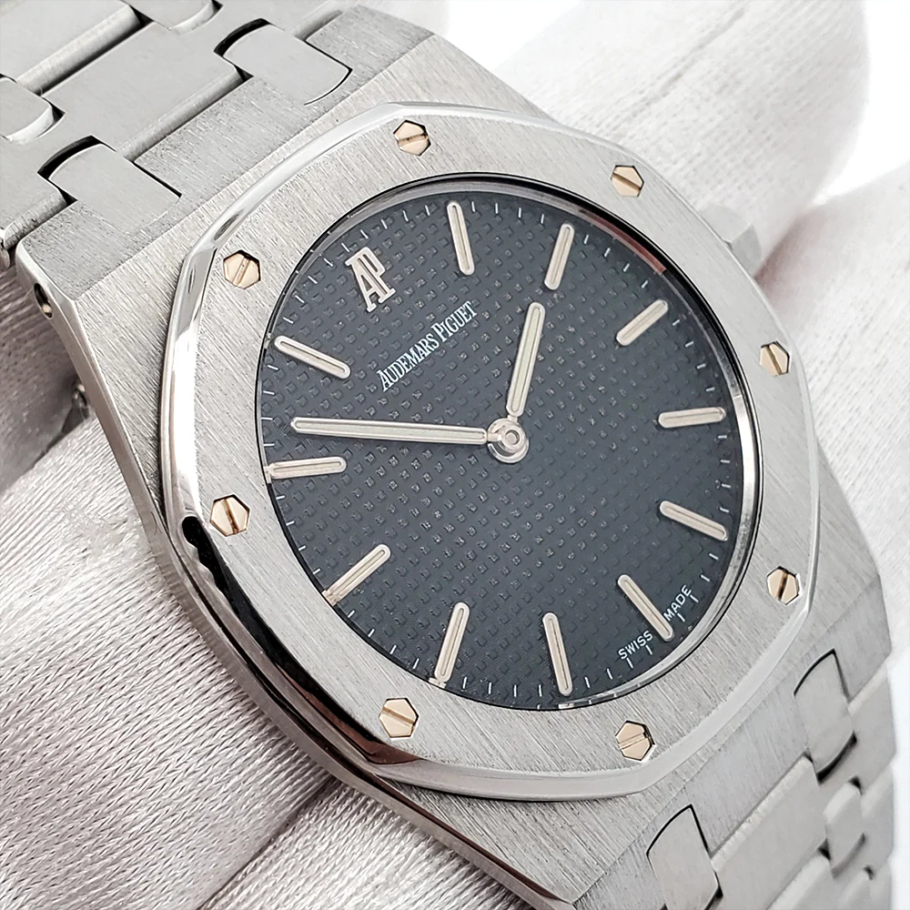 Audemars Piguet Royal Oak 33mm Black Tapisserie Steel Watch 6303ST Box Papers - Image 5