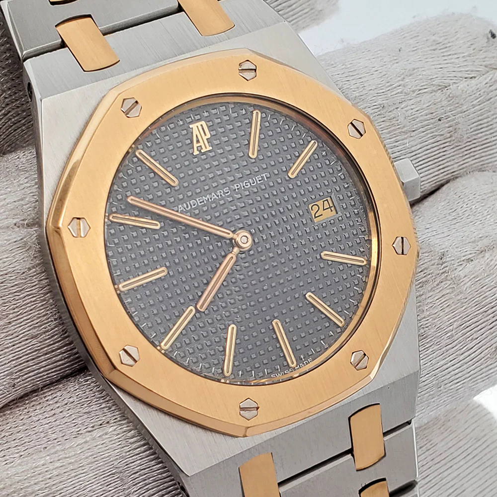 Audemars Piguet Royal Oak 33mm Grey Tapisserie 2-tone Yellow Gold/Steel Watch SA56175 Box Papers - Image 3