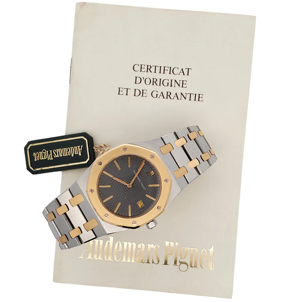 Audemars Piguet Royal Oak 33mm Grey Tapisserie 2-tone Yellow Gold/Steel Watch SA56175 Box Papers - Image 4