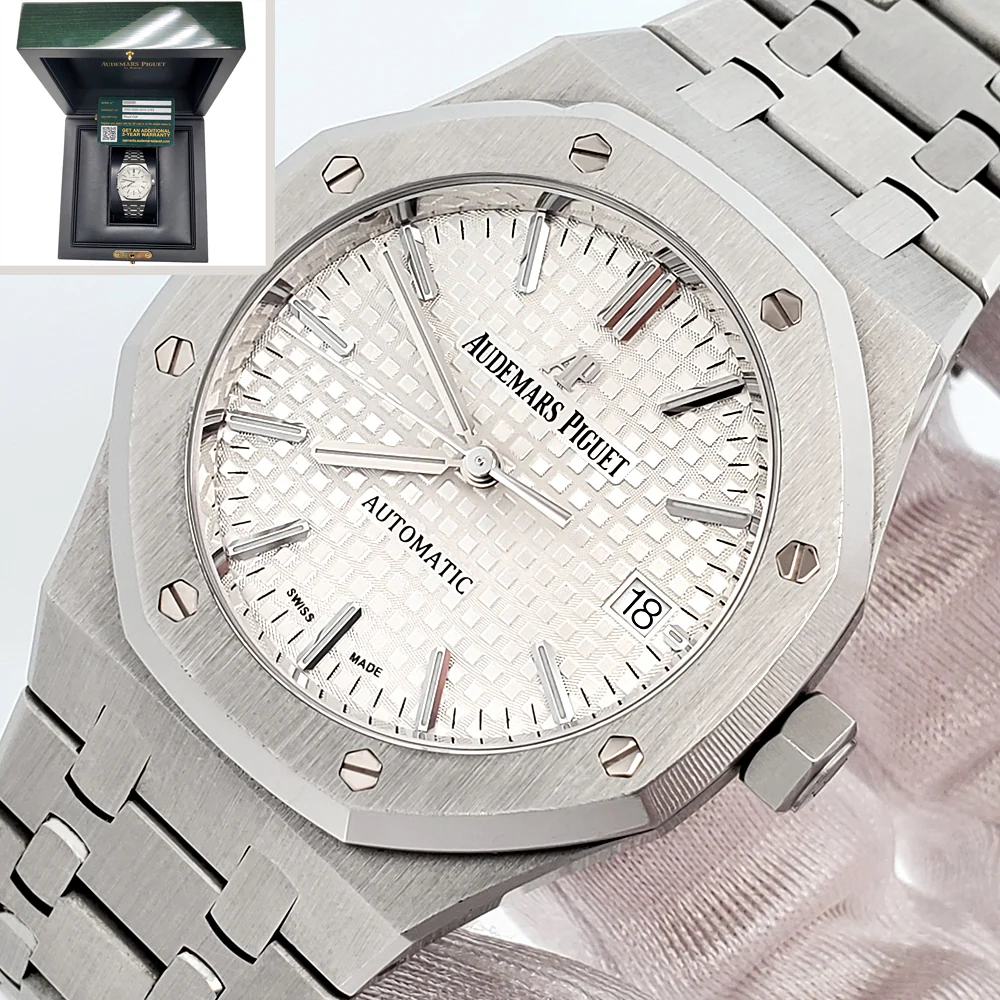 Audemars Piguet Royal Oak 37mm Silver Dial Steel Watch 15450ST.OO.1256ST.01 Box Papers