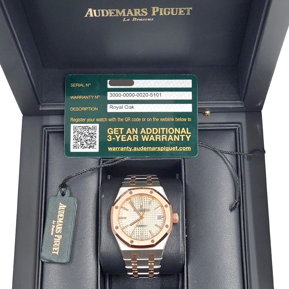 Audemars Piguet Royal Oak 37mm Silver Dial Two-Tone Rose Gold/Steel Watch 15450SR.OO.1256SR.01 Box Papers - Image 4