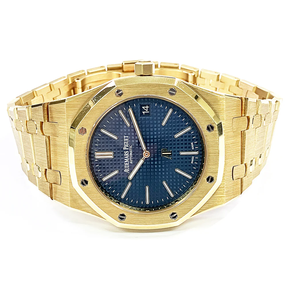Audemars Piguet Royal Oak 39mm Extra-Thin Yellow Gold Blue Index Yellow Gold Bracelet 15202BA.OO.1240BA.01 - Image 3