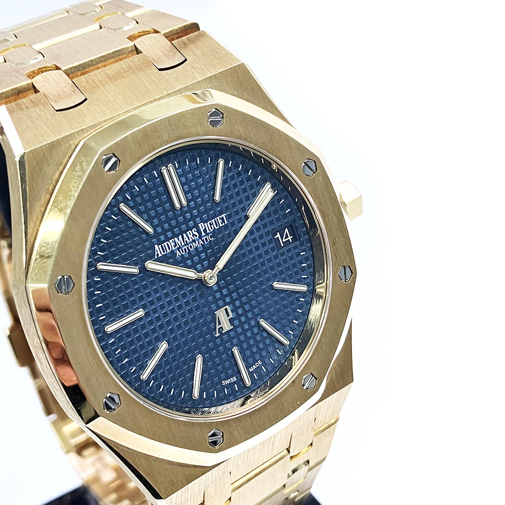 Audemars Piguet Royal Oak 39mm Extra-Thin Yellow Gold Blue Index Yellow Gold Bracelet 15202BA.OO.1240BA.01 - Image 5