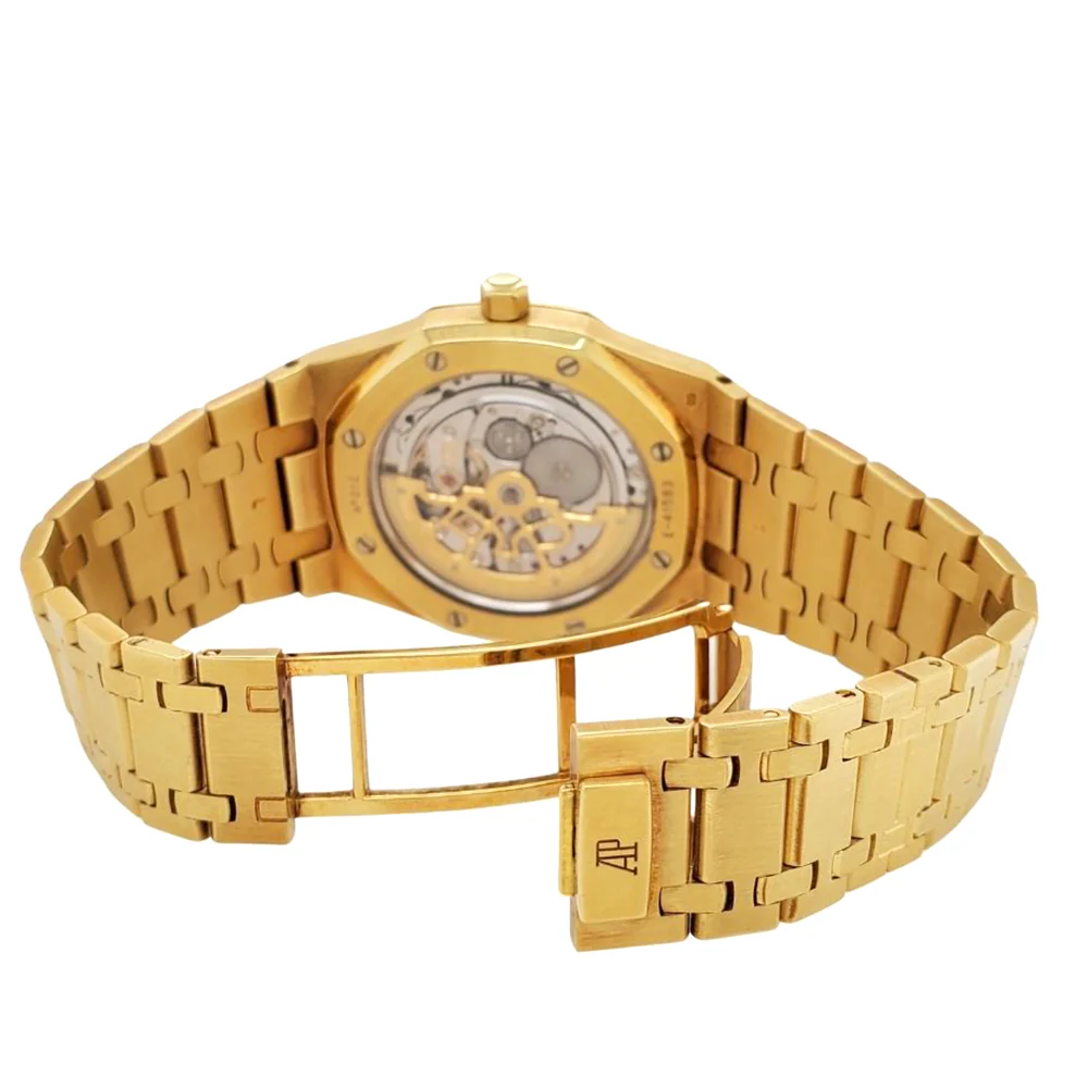 Audemars Piguet Royal Oak 39mm Jumbo Extra Thin Blue Dial Yellow Gold 15202BA Watch Box Papers - Image 8