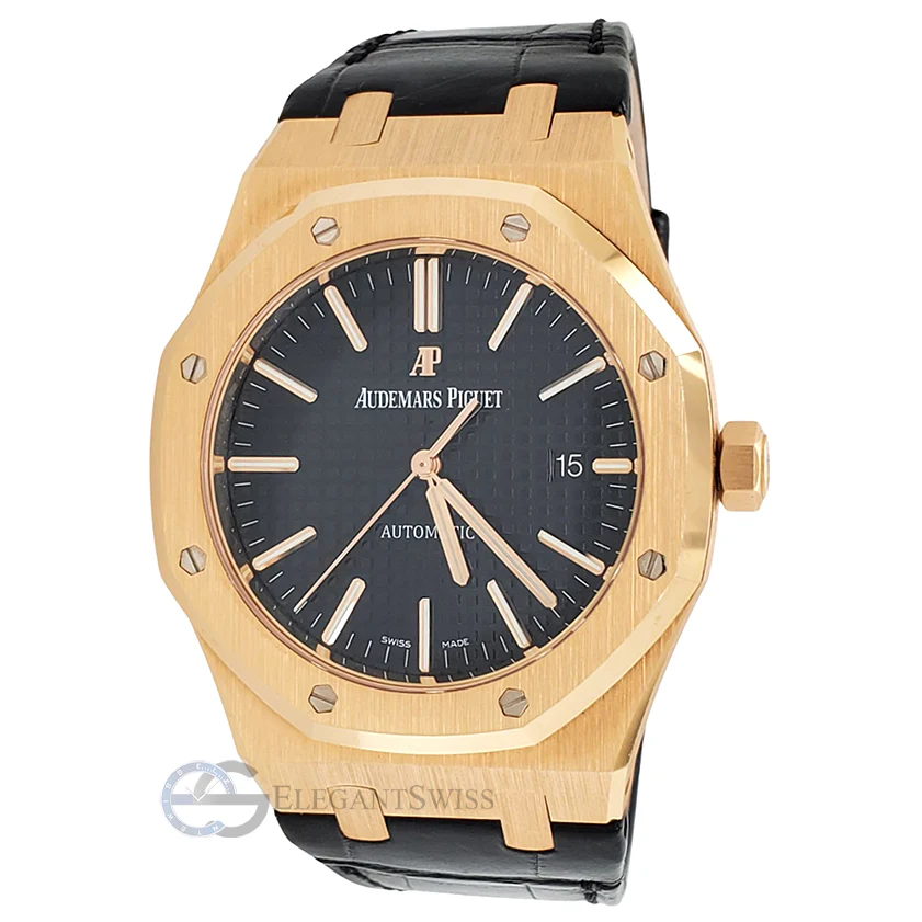 Audemars Piguet Royal Oak 41mm Black Dial Rose Gold Watch Box Papers 15400OR.OO.D002CR.01.A