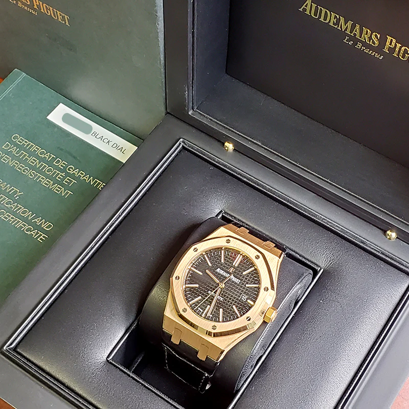 Audemars Piguet Royal Oak 41mm Black Dial Rose Gold Watch Box Papers 15400OR.OO.D002CR.01.A - Image 2