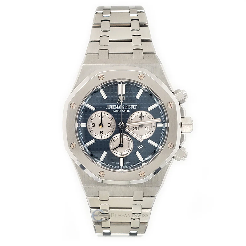 Audemars Piguet Royal Oak 41mm Chronograph Blue Dial Steel Watch 26331ST.OO.1220ST.01 Box Papers