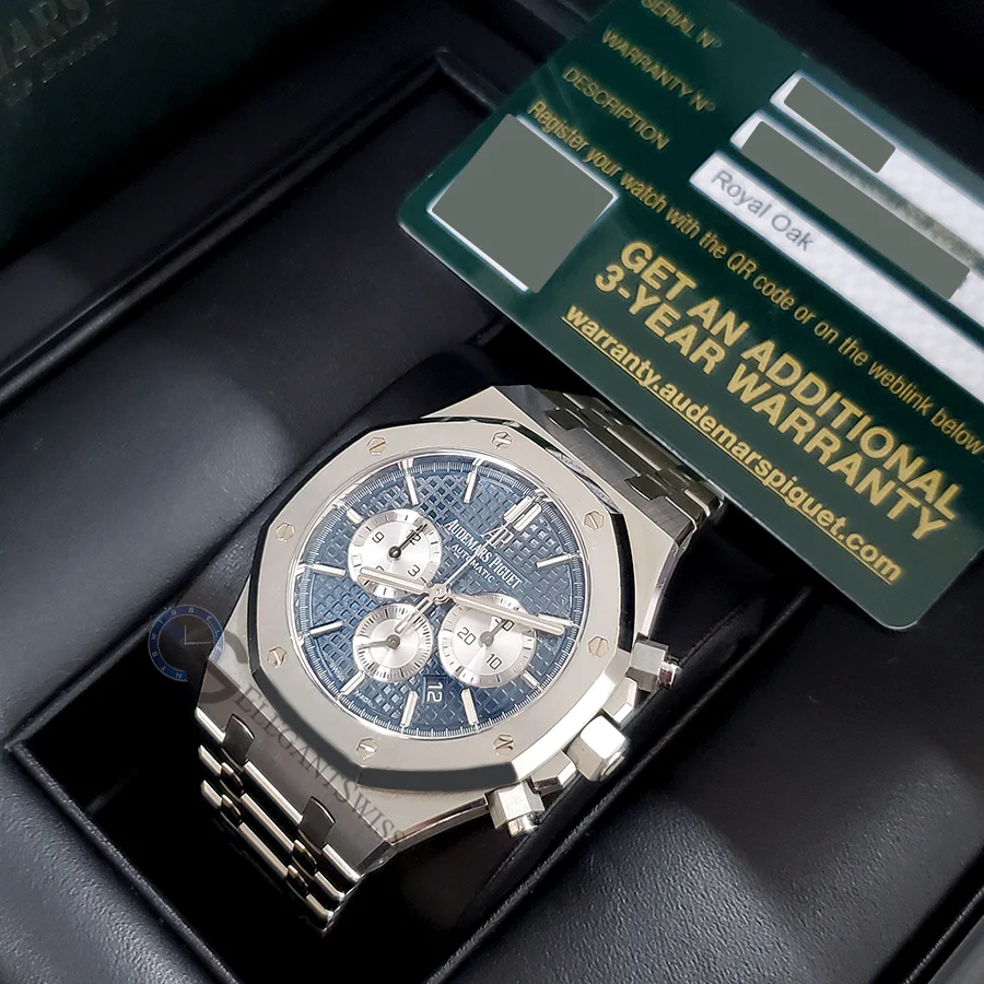 Audemars Piguet Royal Oak 41mm Chronograph Blue Dial Steel Watch 26331ST.OO.1220ST.01 Box Papers - Image 5