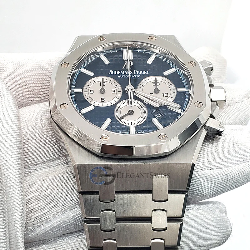 Audemars Piguet Royal Oak 41mm Chronograph Blue Dial Steel Watch 26331ST.OO.1220ST.01 Box Papers - Image 5