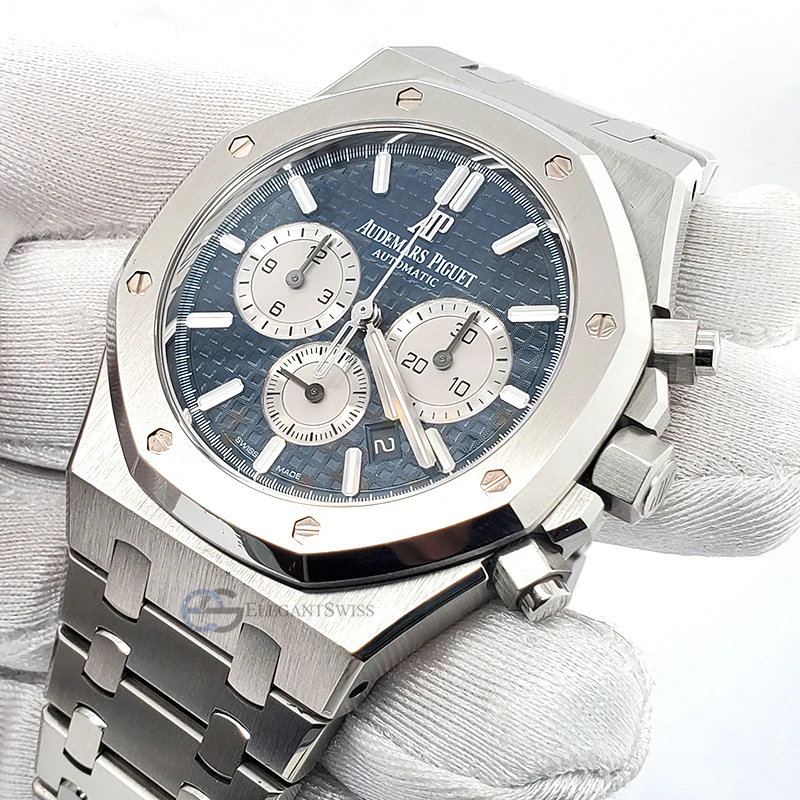 Audemars Piguet Royal Oak 41mm Chronograph Blue Dial Steel Watch 26331ST.OO.1220ST.01 Box Papers - Image 7