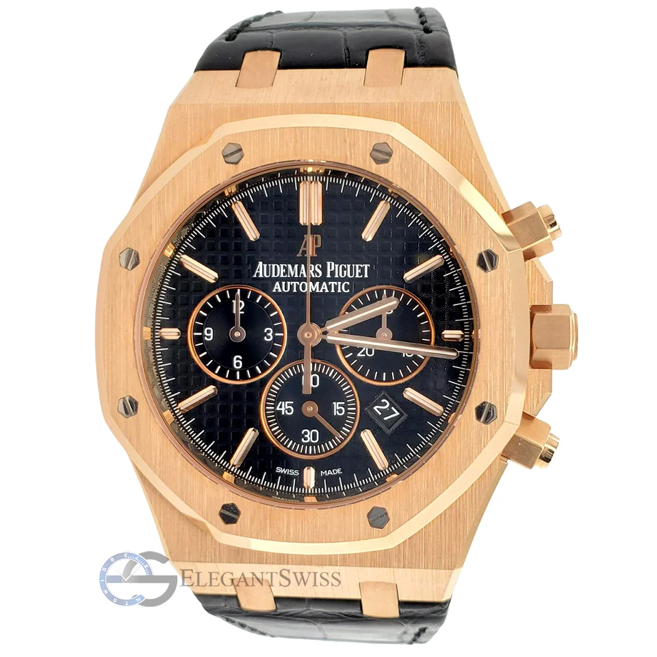 Audemars Piguet Royal Oak 41mm Chronograph Rose Gold Black Dial Box Papers 26320OR.OO.D002CR.01 - Image 2