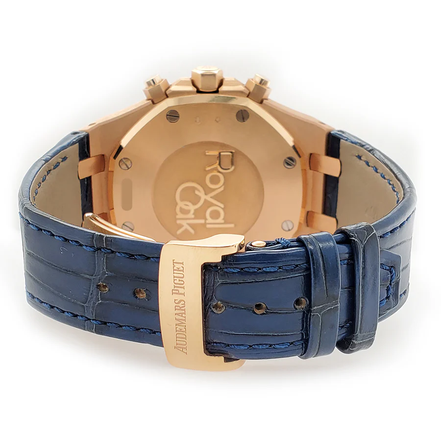 Audemars Piguet Royal Oak 41mm Chronograph Blue Dial Rose Gold Watch Box Papers - Image 4