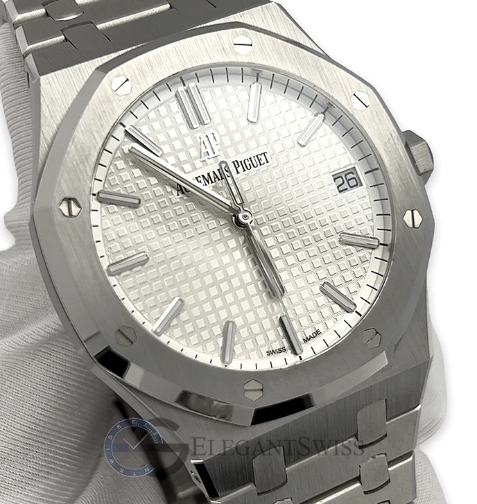 Audemars Piguet Royal Oak 41mm Silver Dial Steel Watch 15500ST Box Papers