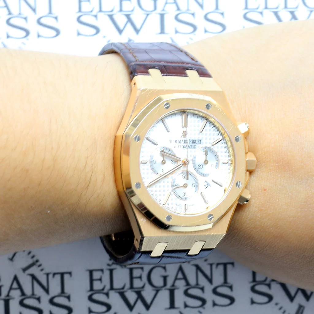 Audemars Piguet Royal Oak Chronograph 18K Rose Gold 41MM Original Silver Index Dial Mens Watch 26320OR.OO.D088CR.01 - Image 8