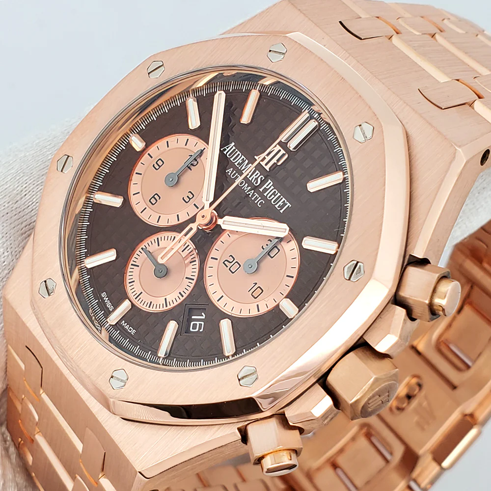Audemars Piguet Royal Oak Chronograph 41mm 26331OR Chocolate Dial Rose Gold Watch Box Papers - Image 3