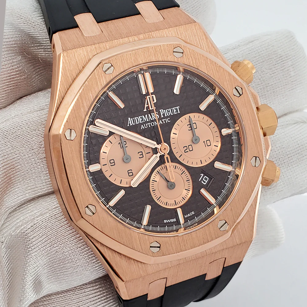 Audemars Piguet Royal Oak Chronograph 41mm 26331OR Chocolate Dial Rose Gold Watch Box Papers - Image 3