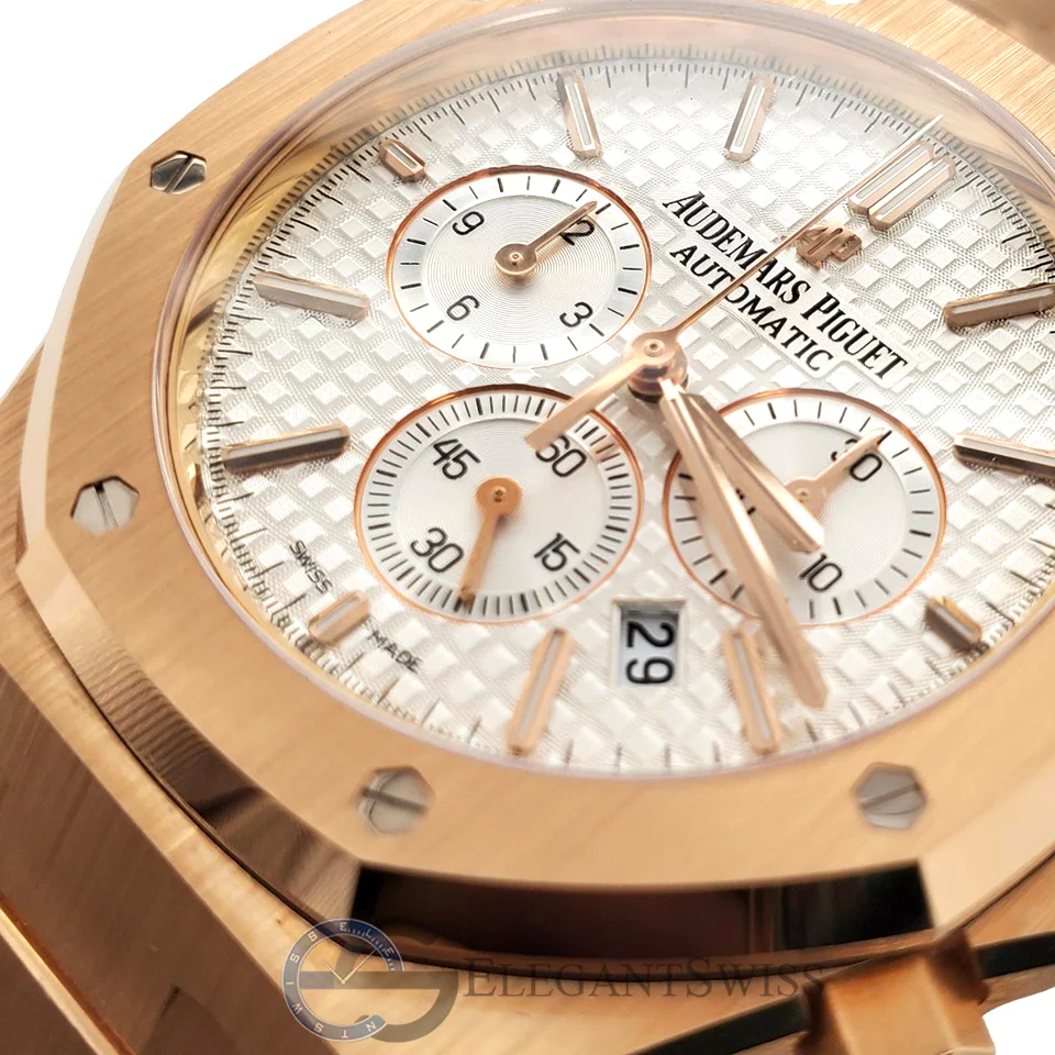 Audemars Piguet Royal Oak Chronograph White Dial Rose Gold Watch 26320OR.OO.1220OR.02 Box Papers - Image 2