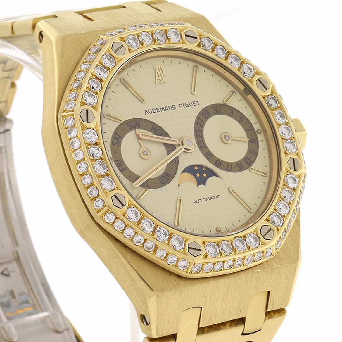 Audemars Piguet Royal Oak Day-Date Moonphase Calendar 18K Yellow Gold Automatic Mens Watch w/2.3CT Diamond Bezel - Image 5