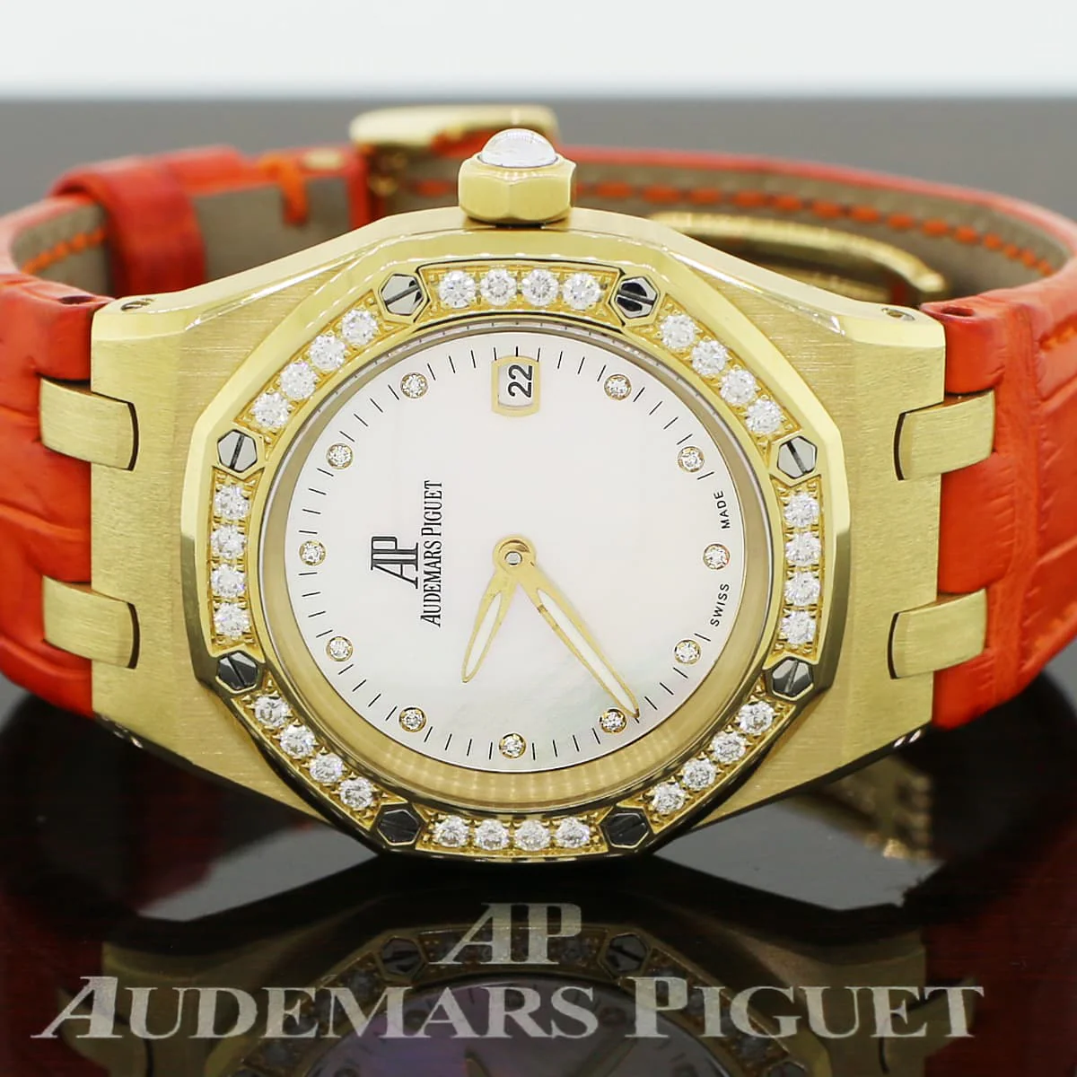 Audemars Piguet Royal Oak Lady 18K Yellow Gold Factory White MOP Diamond Dial Diamond Bezel 33mm Watch 67601BA.ZZ.D012CR.02 Box Papers - Image 2