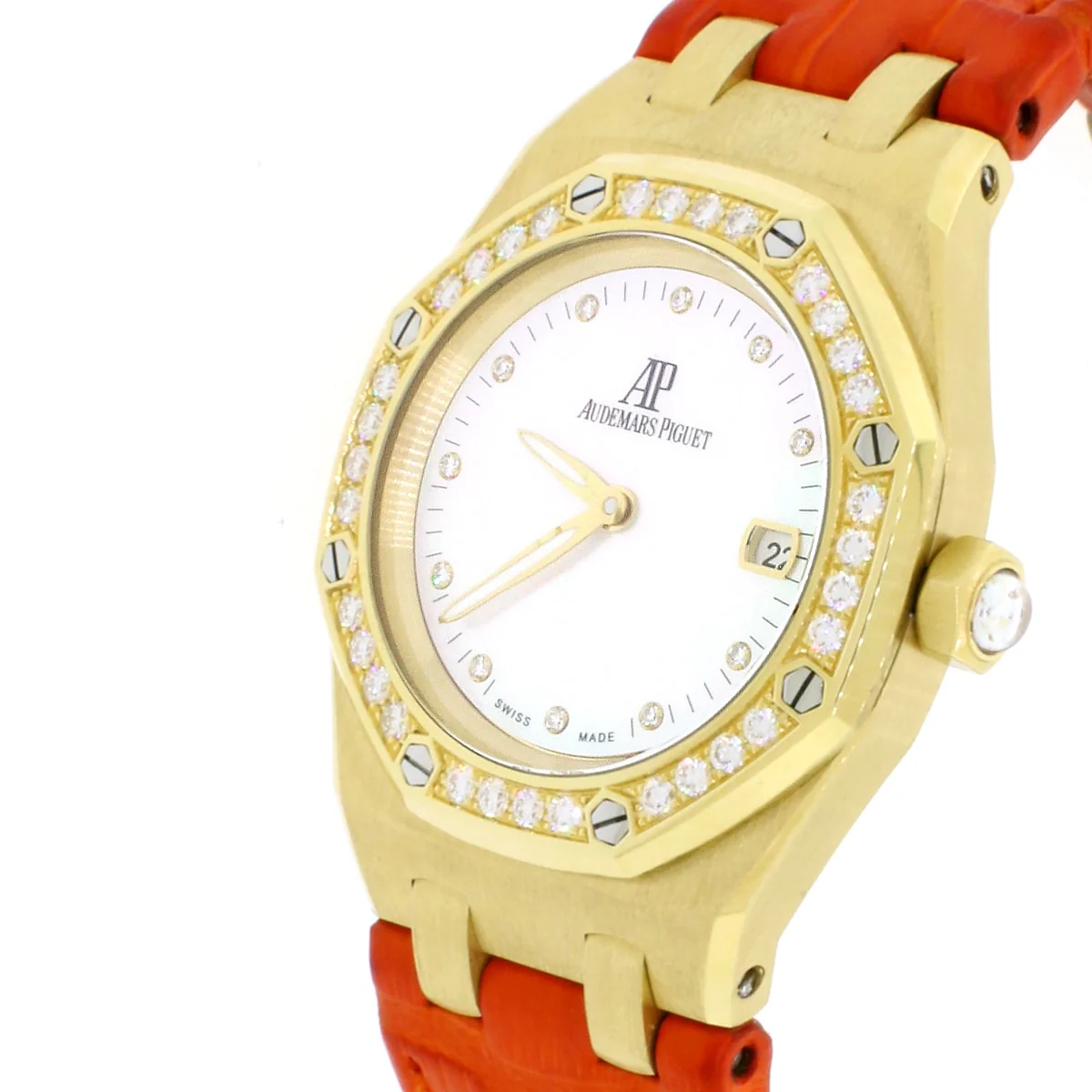 Audemars Piguet Royal Oak Lady 18K Yellow Gold Factory White MOP Diamond Dial Diamond Bezel 33mm Watch 67601BA.ZZ.D012CR.02 Box Papers - Image 3