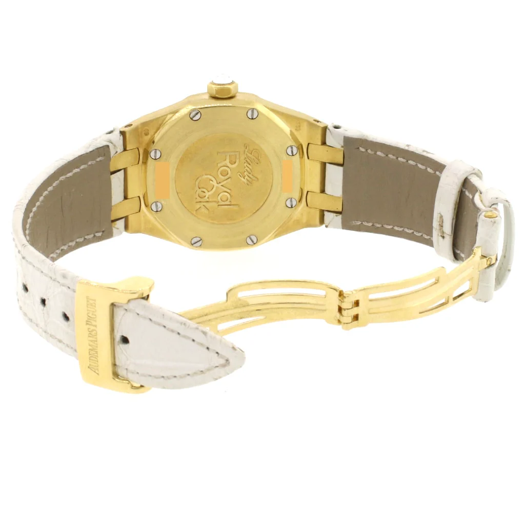 Audemars Piguet Royal Oak Lady 18K Yellow Gold Factory White Mother of Pearl Diamond Dial/Bezel 33mm Watch 67601BA.ZZ.D012CR.03 - Image 5