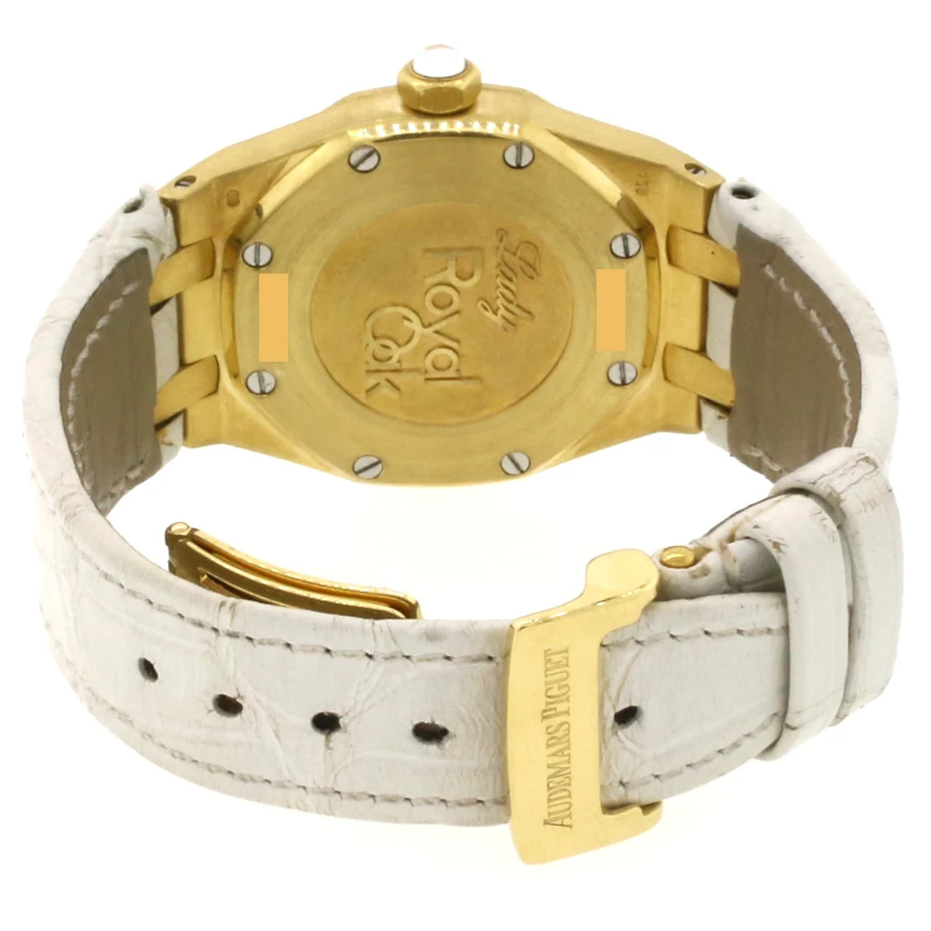 Audemars Piguet Royal Oak Lady 18K Yellow Gold Factory White Mother of Pearl Diamond Dial/Bezel 33mm Watch 67601BA.ZZ.D012CR.03 - Image 6