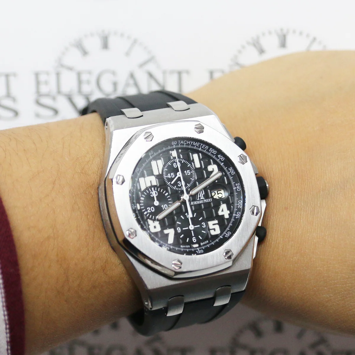 Audemars Piguet Royal Oak Offshore 42mm Black Dial Steel Chronograph Automatic Mens Watch - Image 3