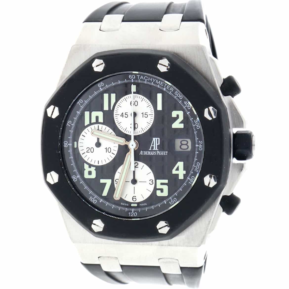 Audemars Piguet Royal Oak Offshore 42mm Rubber Clad Bezel Stainless Steel Chronograph Automatic Mens Watch
