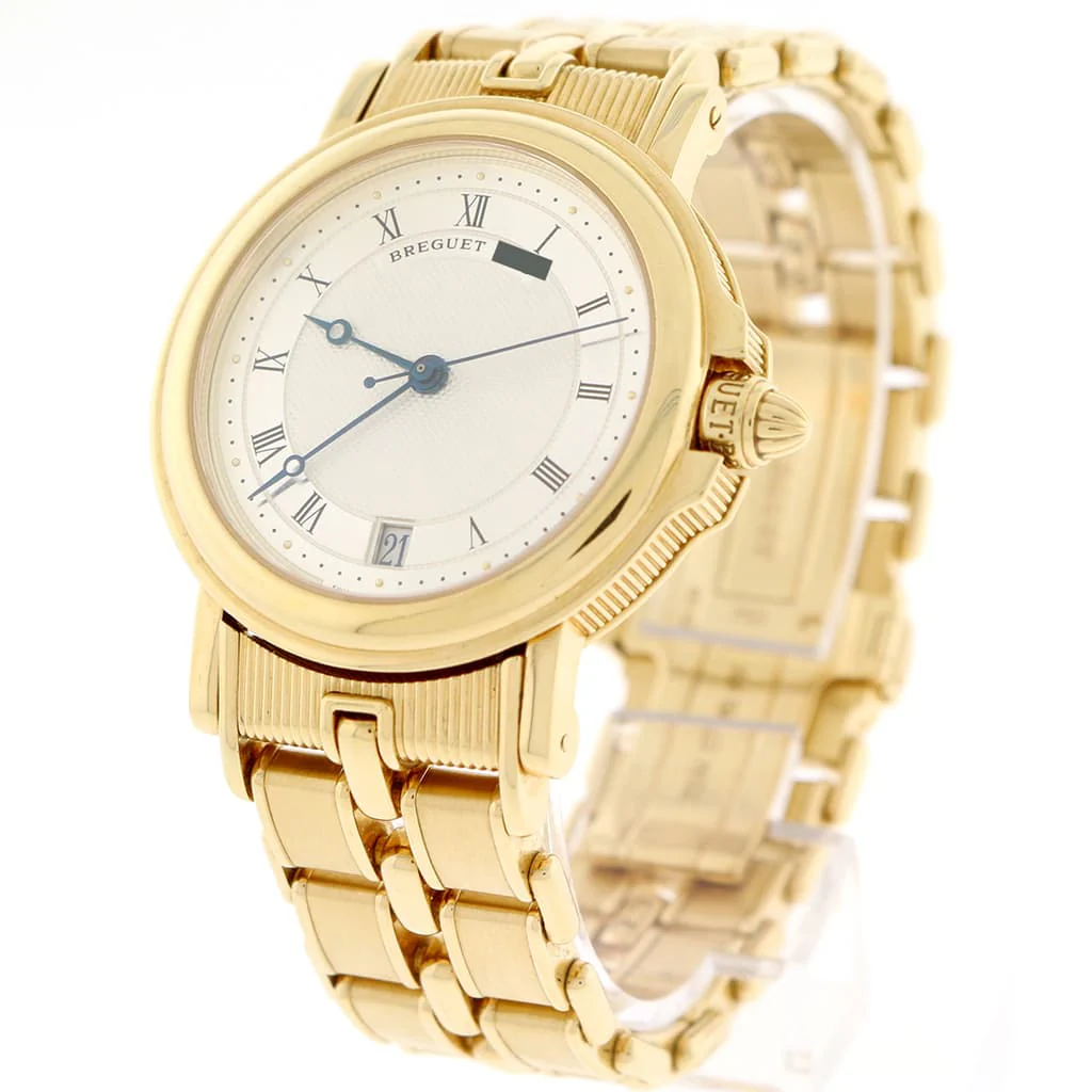 Breguet Horloger de la Marine 18K Yellow Gold Original Silver Roman Dial 36MM Automatic Mens Watch 5800BA/12/A90 - Image 3