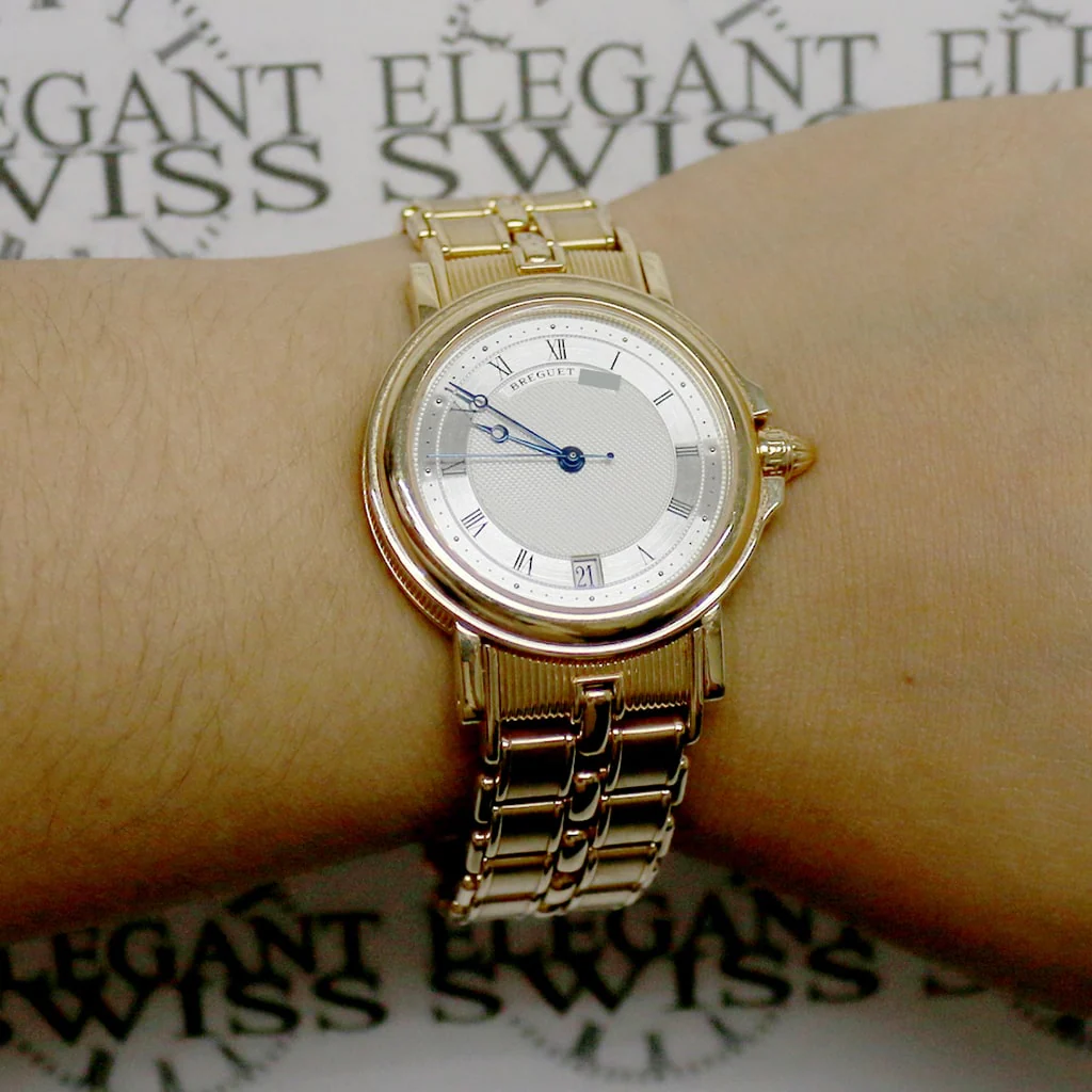 Breguet Horloger de la Marine 18K Yellow Gold Original Silver Roman Dial 36MM Automatic Mens Watch 5800BA/12/A90 - Image 5