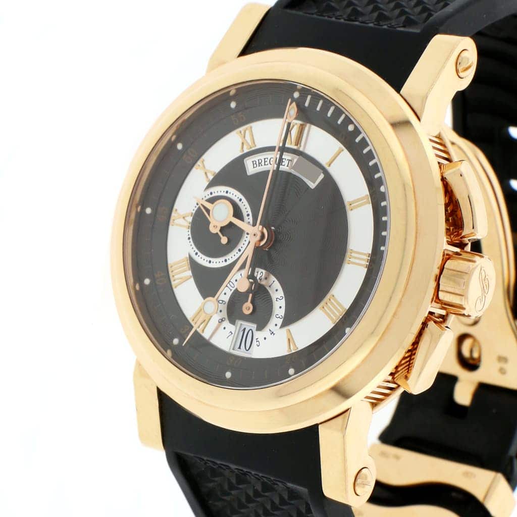 Breguet Marine 18K Rose Gold Chronograph 42MM Black Roman Dial Automatic Mens Watch 5827BR/Z2/5ZU - Image 2
