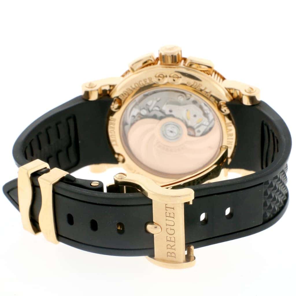 Breguet Marine 18K Rose Gold Chronograph 42MM Black Roman Dial Automatic Mens Watch 5827BR/Z2/5ZU - Image 6