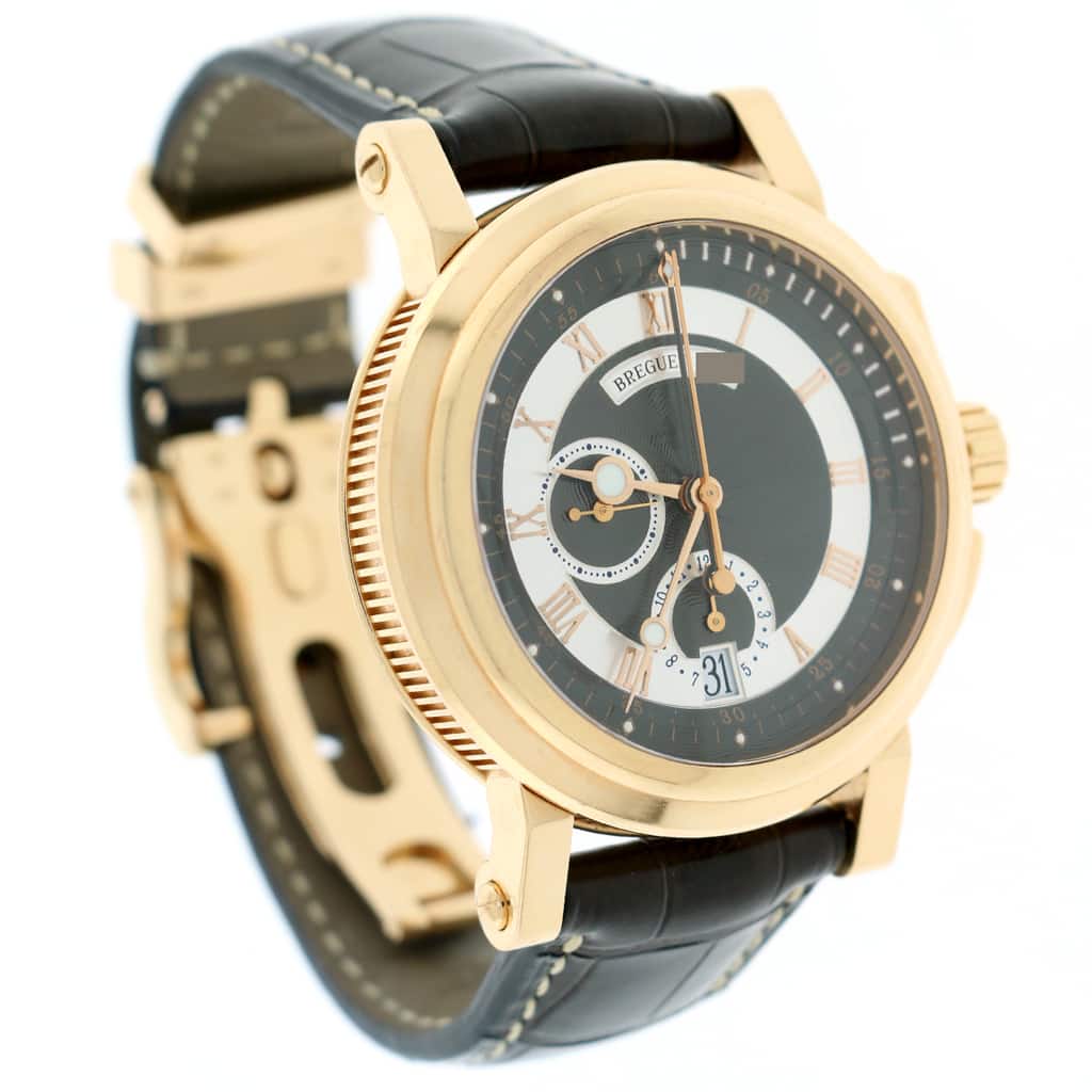 Breguet Marine 18K Rose Gold Chronograph 42MM Black Roman Dial Automatic Mens Watch 5827BR/Z2/5ZU - Image 2