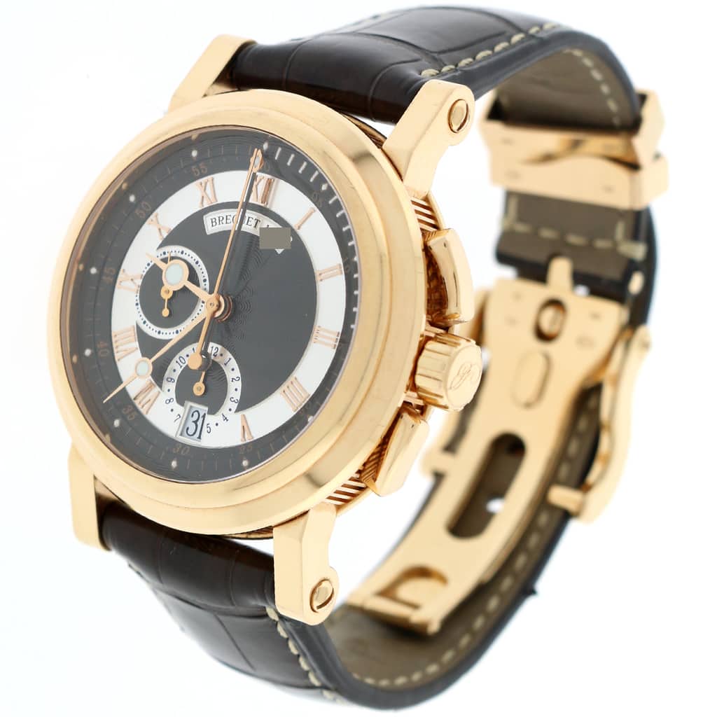 Breguet Marine 18K Rose Gold Chronograph 42MM Black Roman Dial Automatic Mens Watch 5827BR/Z2/5ZU - Image 3