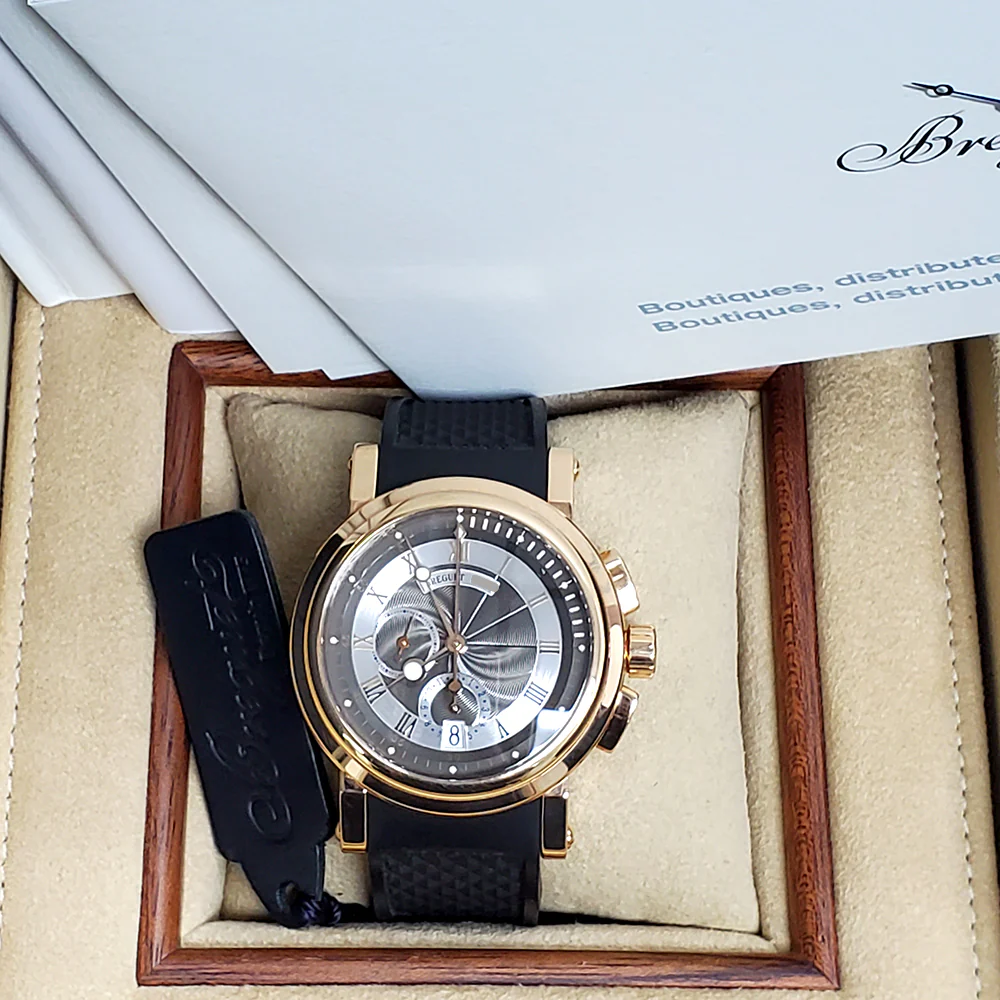 Breguet Marine 42mm Chronograph 5827BR Rose Gold Watch Box Papers