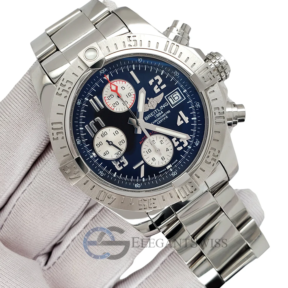 Breitling Avenger II Chronograph 43mm Black Dial Steel Watch 2019 Box Papers A13381 - Image 3