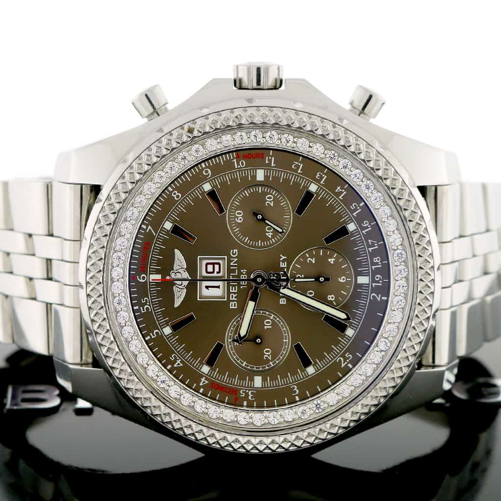 Breitling Bentley 6.75 Chronograph 49MM Chocolate Index Dial Big Date Automatic Watch A44362 w/Inner Diamond Bezel - Image 2