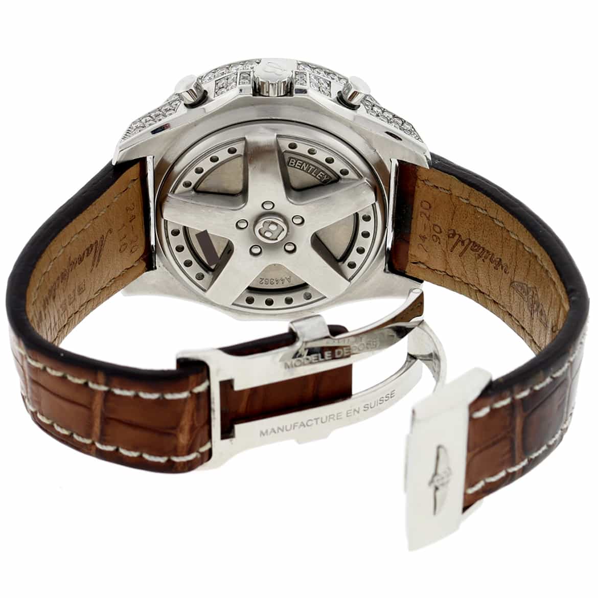 Breitling Bentley 6.75 Chronograph Big Date Custom MOP Dial Automatic Mens Custom Diamond Watch A44362 - Image 10