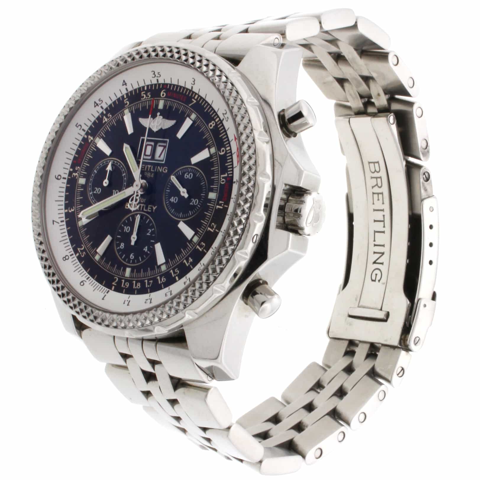 Breitling Bentley 6.75 Chronograph Black Dial Big Date Automatic Mens Watch A44362 - Image 6