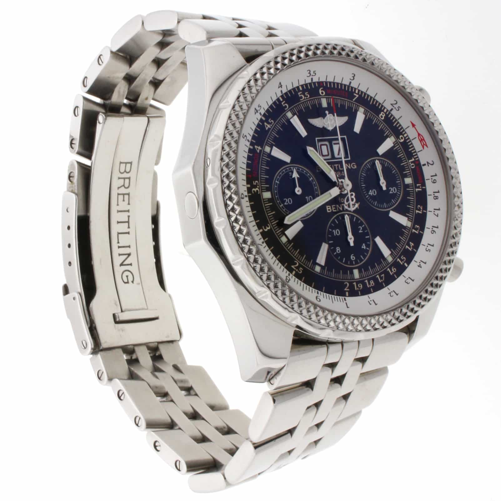 Breitling Bentley 6.75 Chronograph Black Dial Big Date Automatic Mens Watch A44362 - Image 7