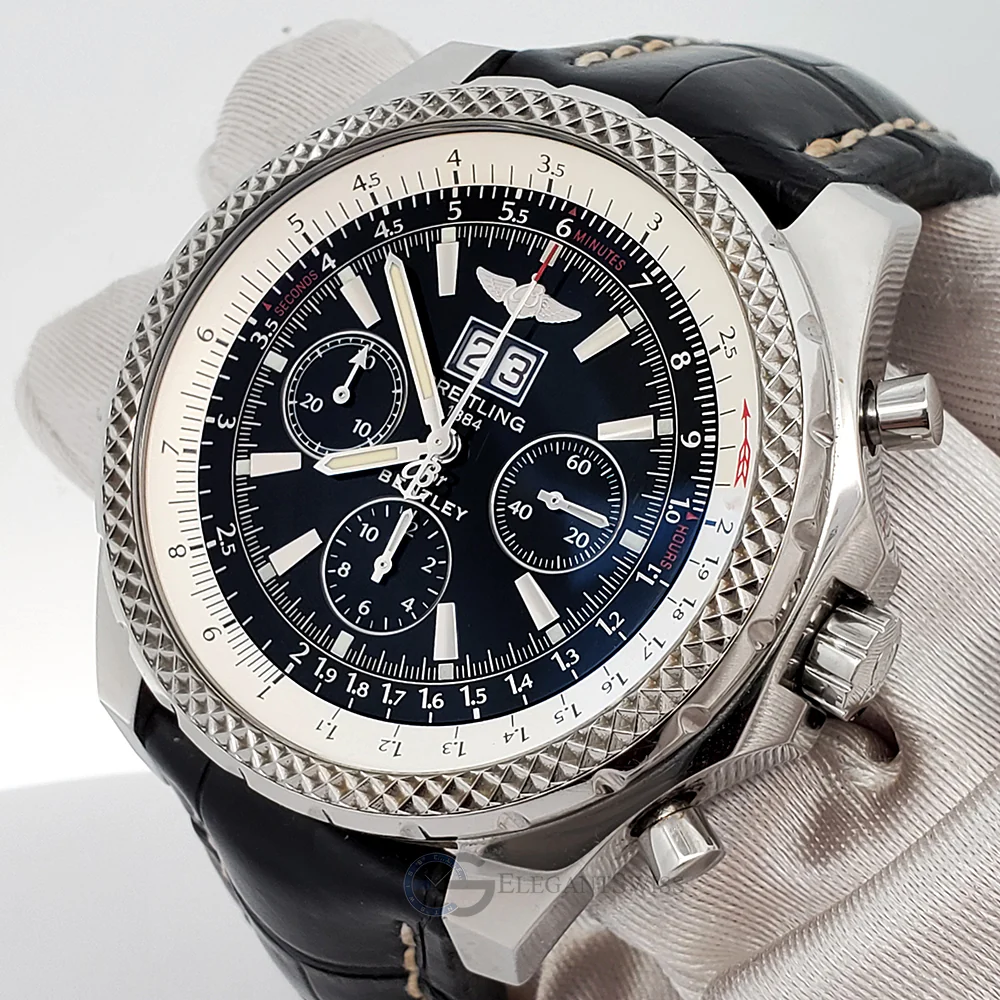 Breitling Bentley 6.75 Chronograph 48mm Black Index Dial Big Date Stainless Steel Watch A44362