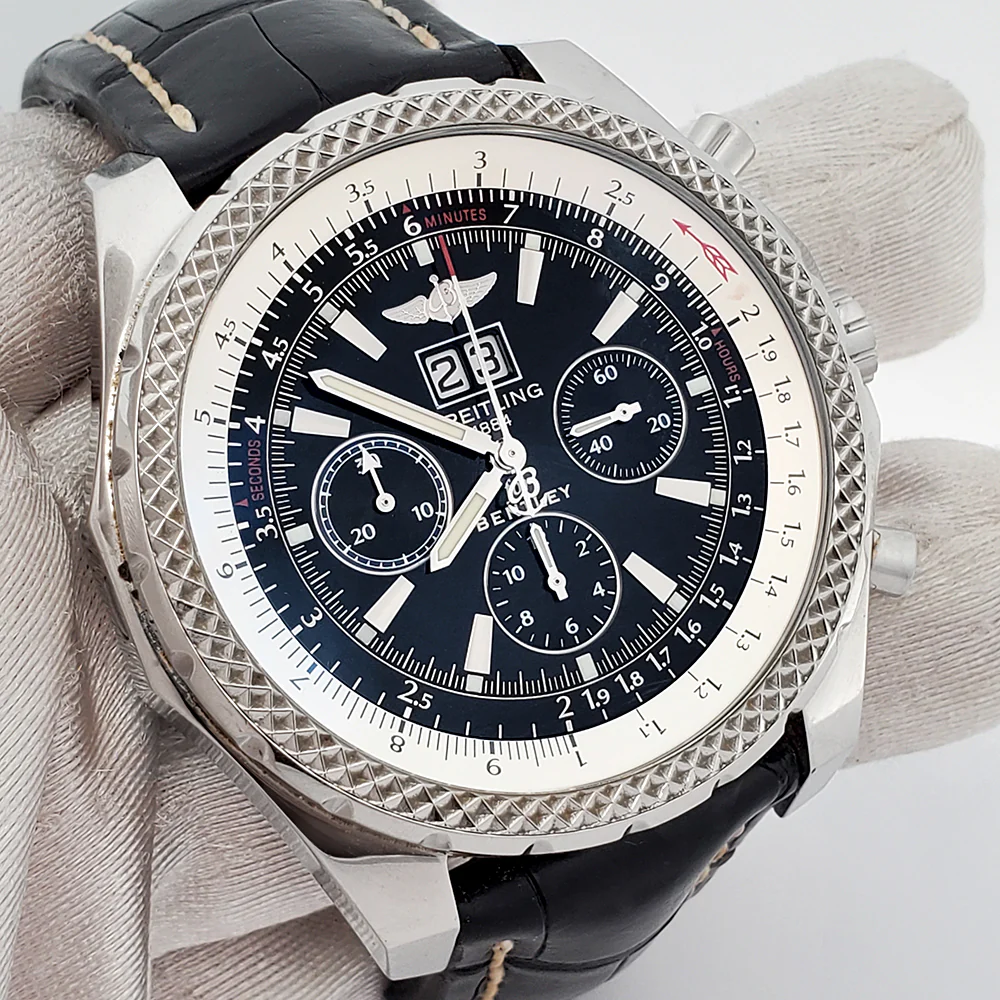 Breitling Bentley 6.75 Chronograph 48mm Black Index Dial Big Date Stainless Steel Watch A44362 - Image 2